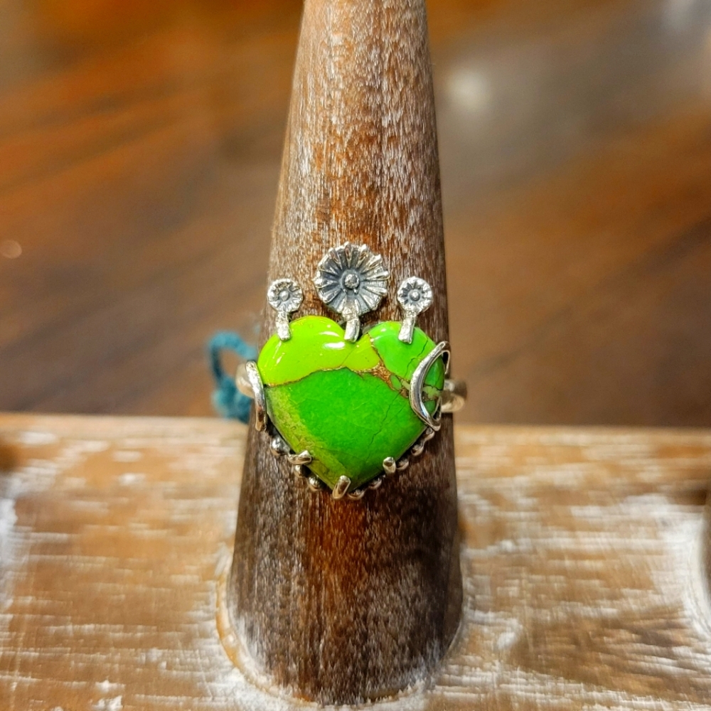 Green Turquoise And Copper Ring Gem